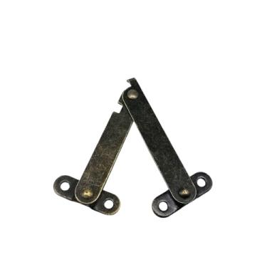 Imagem de 6 peças de bronze antigo bronze jóias baú caixa de madeira tampa suporte superior dobradiça armário de exibição móveis ficar dobradiça levantar, forma B 61x11mm