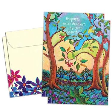 Imagem de Tree-Free Greetings - Cartões de aniversário - Designs artísticos - 2 cartões + envelopes correspondentes - Feito nos EUA - 100% papel reciclado - 12,7 cm x 17,8 cm - Felicidade compartilhada