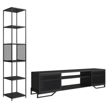 Imagem de Rack 180 Cm 2 PT Estante Prateleira Industrial 27X23 Preto PP