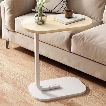 Imagem de Mesa lateral em forma de C, mesa final moderna para sofá, mesa de lanche de sofá com base de estrutura de metal para quarto, sala de estar, espaço pequeno, D, 45x30x60cm (18x12x24 polegadas)