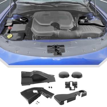 Imagem de JeCar Kit de acabamento de capa de compartimento de motor de fibra de carbono 6 peças para Dodge Charger 2011-2023 capa de arruela de para-brisa capa de arame