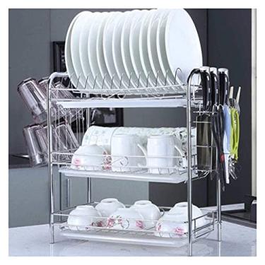 Imagem de Escorredor de louça, escorredor, escorredor, escorredor de pratos de aço inoxidável, prateleira de pia, suporte de talheres antiderrapante, escorredor de cozinha, organizador de pratos para cozinha