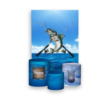 Imagem de Painel De Festa Vertical 1,50 x 2,20 + Trio De Capas Cilindro - Pescar