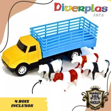 Imagem de Kit Caminhaozinho Com 4 Bois Fazenda Color - Brinquedo Infantil Faz De