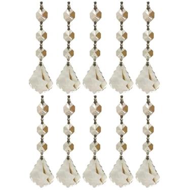 Imagem de Prisma de cristal de substituição Royal Designs, French Maple Leaf Shape, 3 Octagon Beads, Clear K9 Crystal With Chrome Joints