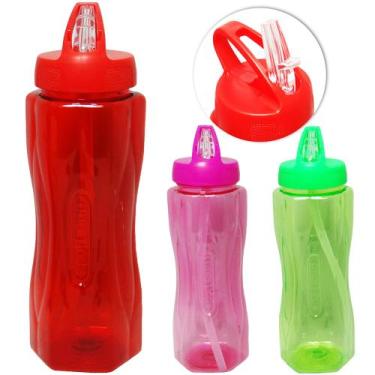 Imagem de Garrafa squeeze de plastico as com canudo + tampa flip top transcolor 