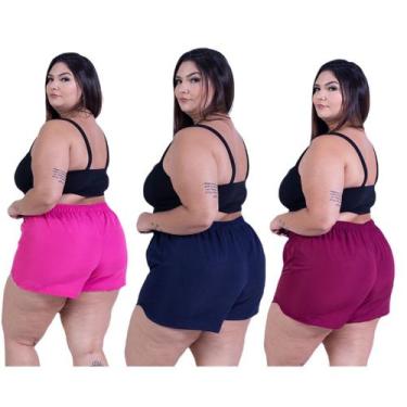 Imagem de Short Praia Feminino De Banho Piscina Plus Size Tactel  Kit 3 Cores  -