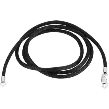 Imagem de Beebeecraft 1 caixa, 3 peças, cordão fino de seda, corrente de corda macia de fibra preta de 1 mm com fecho lagosta de aço inoxidável para fazer joias, pingente, artesanato faça você mesmo