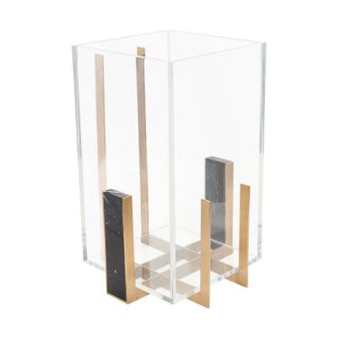 Imagem de Vaso Float Quadrado em Acrílico com Mármore Nero Marquina - St James