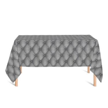 Imagem de Toalha de Mesa Retangular em Tecido Jacquard Estampado Capitonê Cinza,