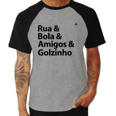 Imagem de Camiseta Raglan Rua & Bola & Amigos & Golzinho - Foca na Moda, Cinza, 