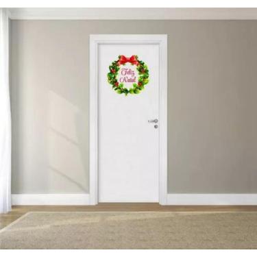 Imagem de Adesivo De Parede Porta Feliz Natal Guirlanda Ramos - pinkie
