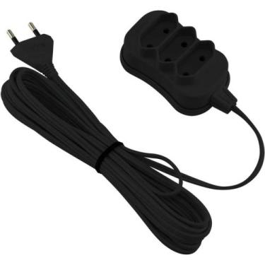 Imagem de Extensão Elétrica Bipolar 5M 3 Entradas Preta - Force Line