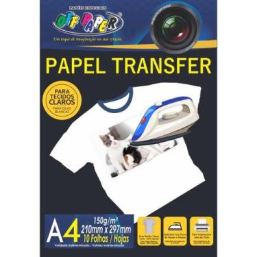 Imagem de Papel Transfer INKJET para Tecidos Claros 150G A4 Pacote com 10 Folhas