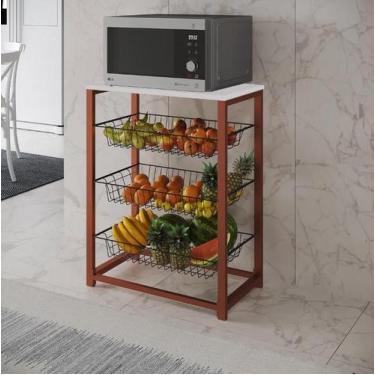 Imagem de Fruteira com Suporte para Micro-ondas Barcelona Aço Cobre Cesto Preto 
