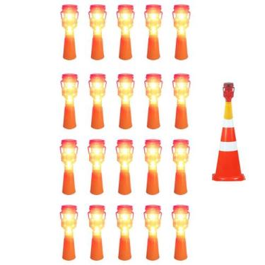 Imagem de Sinalizador Solar Viario Kit 20 Uni Cone Obra Luz LED Sinalizaçao Auto