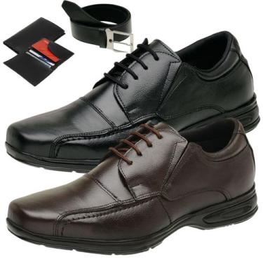 Imagem de Kit 2 Sapato Social Masculino Couro Legitimo Com Cinto e Carteira - Gm