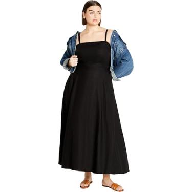 Imagem de City Chic Vestido plus size, vestido maxi liso Simone, Preto, 50