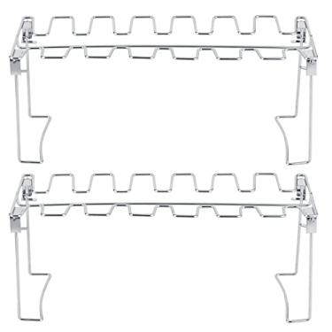 Imagem de Cremalheira da Perna de Frango, Torrador de Frango, 2 Pces de Aço Inoxidável Grill Rack Torrador Suporte para Fumante Grill Forno Piquenique