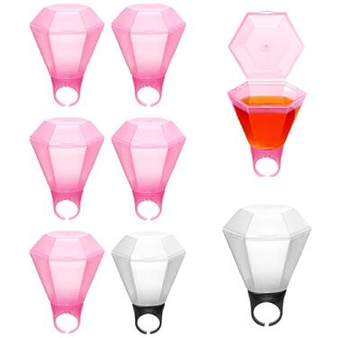 Imagem de Anel de casamento de plástico com vidro de tiro anel de diamante de plástico copos de shot de despedida de solteira para festa de casamento decorações de chá de panela lembrancinhas de festa (6)