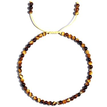 Imagem de Pulseira de tornozeleira olho de tigre Jewever para mulheres, cristais e pedras de cura, pé de praia, contas ajustáveis (8,5-10 polegadas)