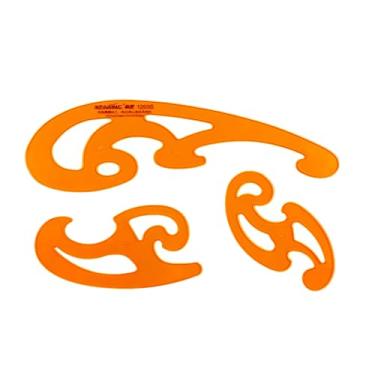 Imagem de KEARING Conjunto de 3 peças de molde de régua curva francesa, modelos de desenho de esboço de plástico rígido com ranhura de tinta, ferramenta de medição geométrica para fazer padrões e costura