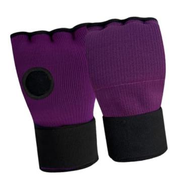 Imagem de YIJU Gel boxe mão envolve luvas internas sob luvas de proteção respirável metade dedo luvas para karate sanda muay thai sparring, Roxo