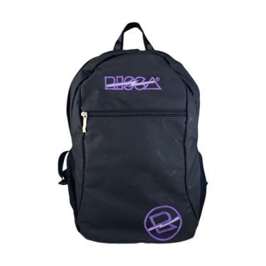 Imagem de Mochila Escolar Emborrachada Resistente Risca 9079, PRETO/ROXO, 00