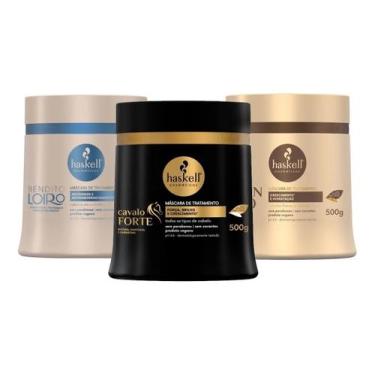 Imagem de KIT CRONOGRAMA CAPILAR MÁSCARA HASKELL 500gr   BENDITO LOIRO  CAVALO F