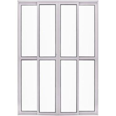 Imagem de Porta balcao l25 4 folhas 2,10 x 1,50 alumínio branco - Alfa Esquadria