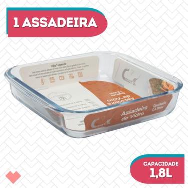 Imagem de Refratário Travessa Quadrada Vidro  1,8L Massas Forno - CasaVita, Quad