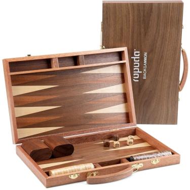 Imagem de Ropoda Sapele Wood Gammon Board Game Set (15 Polegadas) para Adultos e Crianças - Clássico Jogo de Estratégia de Tabuleiro - Conjunto de Gamão portáti