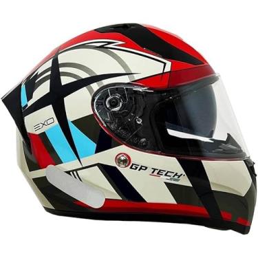 Imagem de Capacete Moto GP Tech V128 EXO Viseira solar Oculos interno Casco ABS Brilhante Visual Moderno Super Top (XL-62)