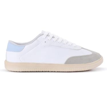 Imagem de Tenis Samba Casual Feminino Retro Ref 026 Confort (BRANCO AZUL, BR, Adulto, Numérico, 37)