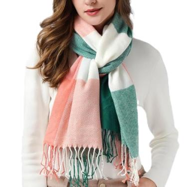 Imagem de Cachecol feminino com franja, 180 x 61 cm, imitação de caxemira no inverno, quente, à prova de vento, fácil de combinar para ambientes internos e externos, presentes para mulheres
