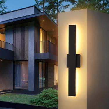 Imagem de SIONLOM Luminária De Parede Led Moderna Para Áreas Externas 23,6 Polegadas Comprimento, 24 W, Branco Quente, 120 V, Preta, Luzes Varanda, Arandela Casa, Iluminação Externa Linear Longa Garagem, Entr