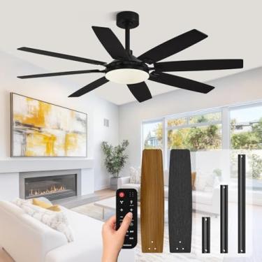 Imagem de Conciseer Ventiladores De Teto Modernos 65 Polegadas Com Luzes E Controle Remoto Para Quarto, Sala Estar, Escritório, Interno/Externo, Led Regulável 3 Circuitos, 36 W, Duas Cores, 8 Lâminas, Motor C