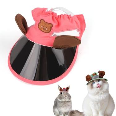 Imagem de Dog Sunscreen Hat Baseball Cap com Ear Holes,Dog Cat Summer Beach Visor Hat,chapéu de animais deportivos no exterior com Stripe Adjustable (Pink, M)
