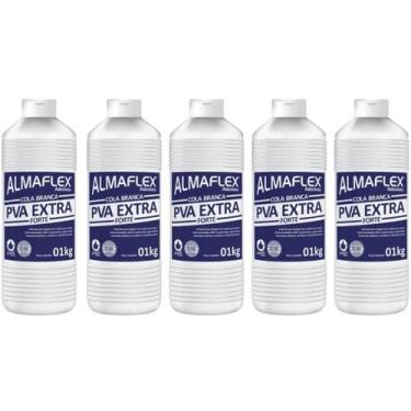 Imagem de Kit 5 Cola Pva Extra Forte Branca 1kg Madeira Mdf Concreto Almaflex
