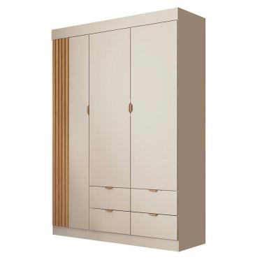 Imagem de Guarda Roupa Infantil Ayla 3 Portas E 4 Gavetas Off White Acetinado - Phoenix Baby Off White Acetinado