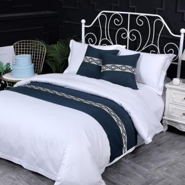 Imagem de Cachecol de corredor de cama de hotel, simples, cor sólida, cachecol, sem desbotamento, cobertas, proteção de cama macia, decoração de quarto de casa, corredores de cama para os pés da cama - preto |
