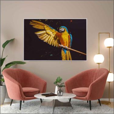 Imagem de Quadro Arara Azul 90x60 Cm Vidro Impresso