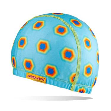 Imagem de Cheekaaboo Touca de natação para crianças, gorro de natação de elastano macio e elástico, touca de natação para crianças de 2 a 8 anos, ideal para praia e piscina (Hexágono)