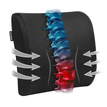 Imagem de Mind Reader Almofada de suporte lombar para cadeira de escritório e assento de carro, espuma de memória, tecnologia Air-Cloud, corretor de postura, almofada versátil para a parte inferior das costas