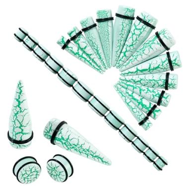 Imagem de Longbeauty 24 peças kit de alongamento de orelha design rachado 00G-13/16 10-20 mm alargadores e alargadores de orelha de acrílico esticadores de peso de orelha piercing joias para mulheres e homens