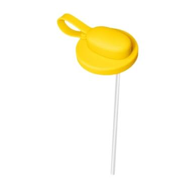 Imagem de ＫＬＫＣＭＳ Tampa de silicone para lata de refrigerante com canudo, ferramenta para manter as bebidas frescas, reutilizável para bebidas enlatadas, cerveja, Amarelo