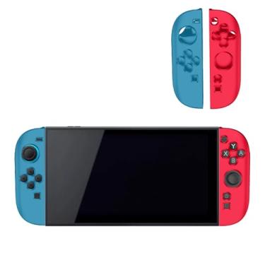 Imagem de Capa para Nintendo Switch 2, capa protetora de silicone NOUKAJU Game Grip, antiqueda, anti-arranhões, à prova de choque, capa protetora para Switch 2 Game Grip (azul + vermelho)