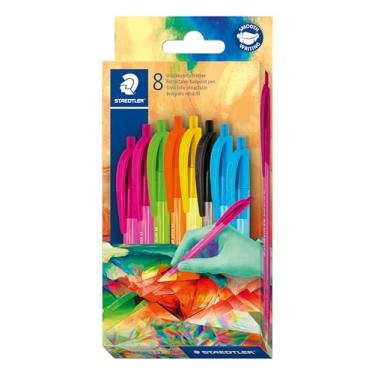 Imagem de Staedtler Ball 4230 M Caneta esferográfica triangular, largura da linha M aprox. 1,00 mm, para escrita relaxada, estojo de papelão com 8 canetas esferográficas, sortidas, edição multiverso, 4230C8E2-2