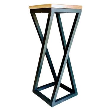 Imagem de Banqueta Alta Modelo Mark Y de Metal e Assento de Madeira - Rancho Móv