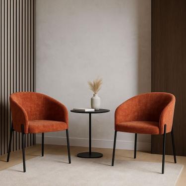 Imagem de Kit com 2 Poltronas Laura com Base Fixa em Aço Carbono Preto Fosco – Exclusiva